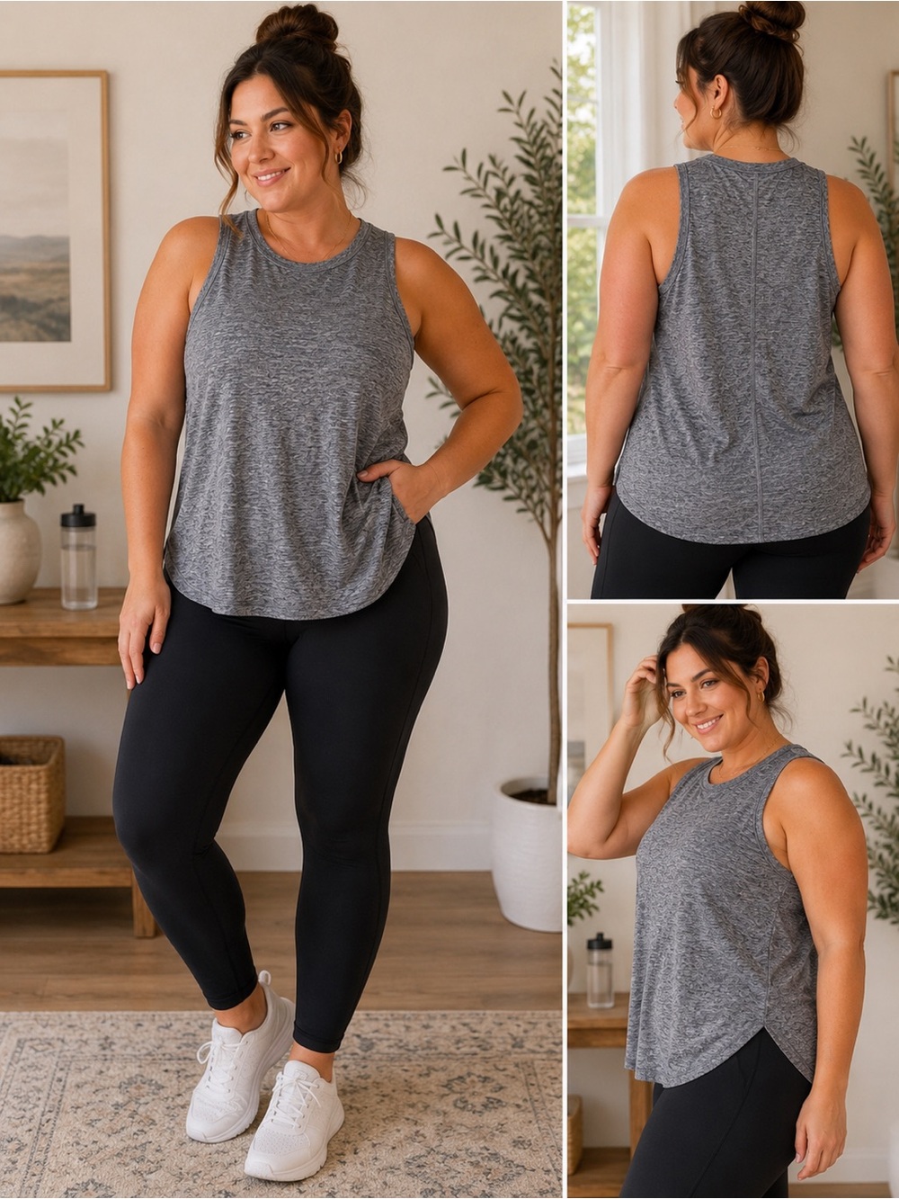 Athleta Heather Gray Performance Tank Top 1X Relaxed Athletic Fit